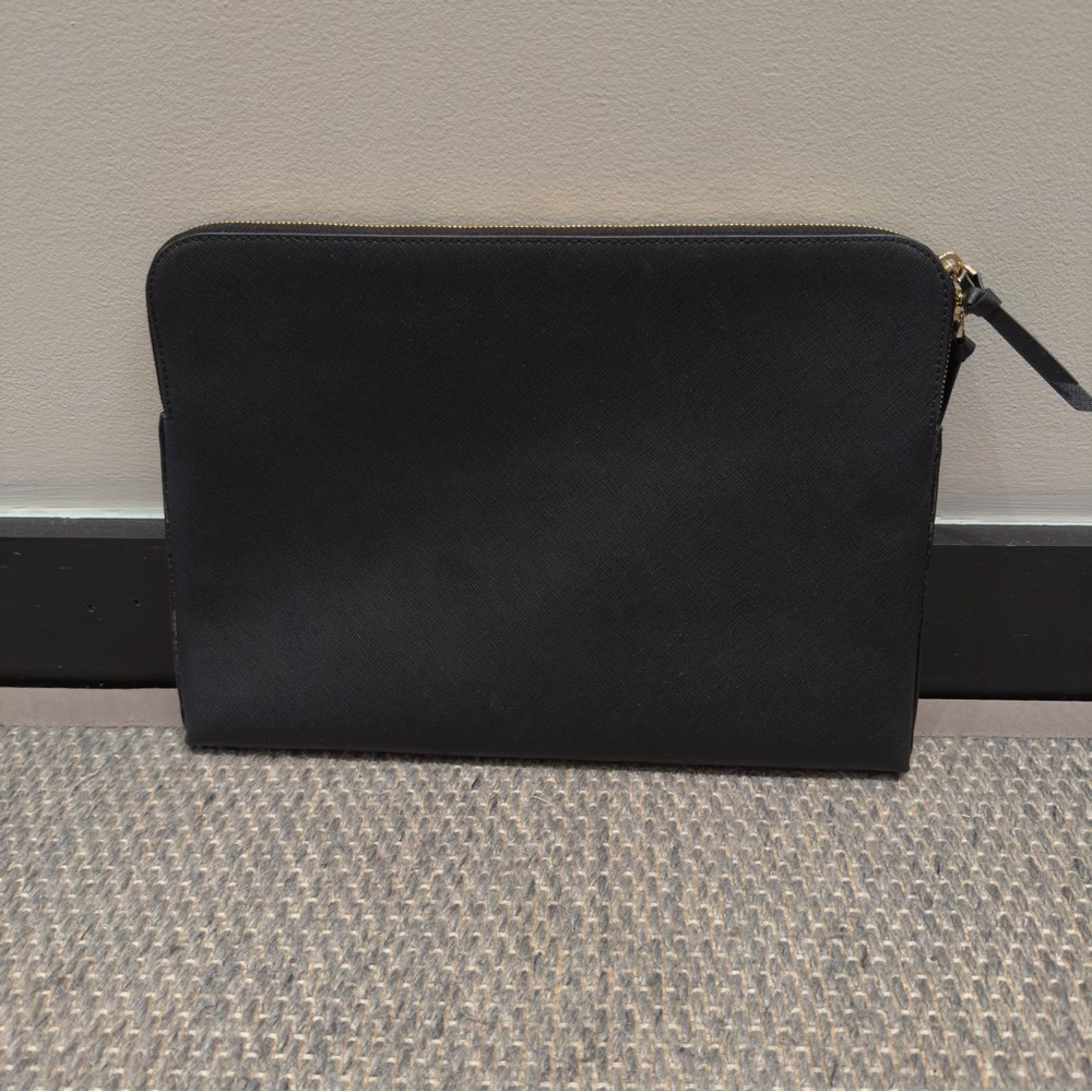 Henri Bendel Black and Gold Laptop Leaf Case 14 (w) x 9.8 Inches Wide - Picture 2 of 6